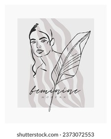 Hand drawn vector abstract graphic line art simple,contemporary collection print with boho aesthetics organic graphic shapes.Fashion feminine concept design for wall decor,print,wallpaper,background.