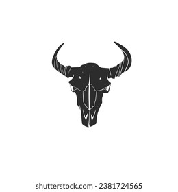 Hand drawn vector abstract graphic line art collection of mystical and esoteric bull and cow animal skull ,isolated on white background.Skull bull Vector sketch line illustration and silhouette.