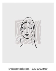 Hand drawn vector abstract graphic line art ,contemporary collection print with boho aesthetics female body graphic shapes.Fashion feminine concept design for wall decor,print,wallpaper,background.