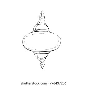 Hand drawn vector abstract graphic ink drawing illustration of arab lantern isolated on white background.