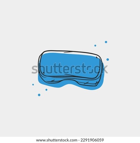 Hand drawn vector abstract graphic line art collection with virtual reality technology headset devise silhouette.Virtual reality gadget outline design line art illustration.Concept of virtual reality.