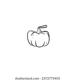 Hand drawn vector abstract graphic,black, line art autumn vegetable, harvest thanksgiving and Halloween pumpkin outline isolated. Halloween Character outline autumn design concept. Autumn symbol icon.