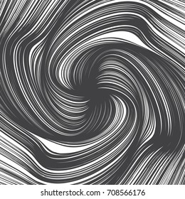 Hand Drawn Vector Abstract Grunge Decorative Ink Twirl Lines Spiral Texture Isolated on White Background