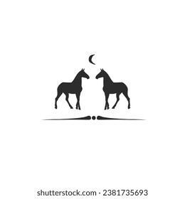 Hand drawn vector abstract horse logo silhouette illustration. Horse logo silhouette. Horse black emblem graphic. Vector animal horse logo symbol icon isolated on white background.