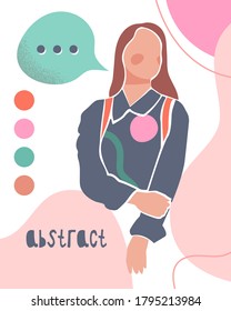 Hand drawn vector abstract illustration. Beautiful stylish girl talking. beauty and fashion concept