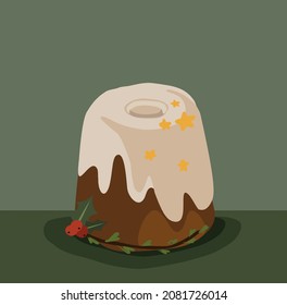 Hand drawn vector abstract illustrations. Merry Christmas time cartoon muffin