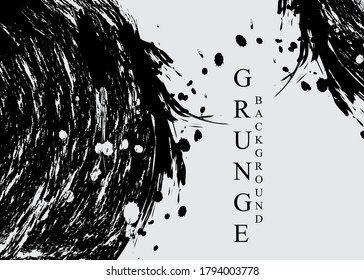 hand drawn of vector abstract ink splatter grunge background. brush stroke for black ink paint. grunge backdrop, dirty banner, design and dirty texture