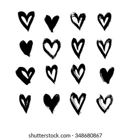 Hand drawn vector abstract inky hearts. Design elements for invitations, greeting cards, quotes, blogs, posters, prints