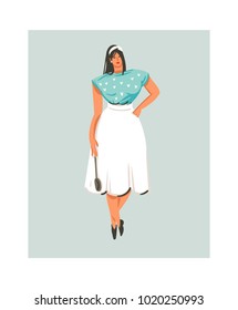 Hand drawn vector abstract modern cartoon cooking time fun illustrations icon with cooking chef woman in white apron holds spoon isolated on white background.