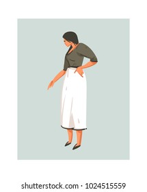 Hand drawn vector abstract modern cartoon cooking time illustrations icon with cooking chef woman in white apron isolated on white background.Food cooking illustrations concept design.