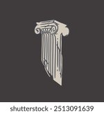 Hand drawn vector abstract outline,graphic,line art greek ancient sculpture old column line modern drawing.Antique classic statues in trendy bohemian style,outline design concept.Antique statue logo.