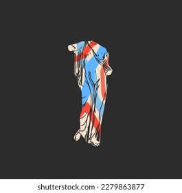 Hand drawn vector abstract outline,graphic,line art greek ancient sculpture statue line art modern drawing.Antique classic statues in trendy bohemian style,outline design concept.Antique statue logo.