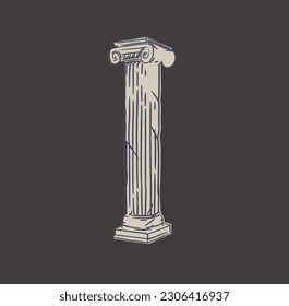 Hand drawn vector abstract outline,graphic,line art greek ancient sculpture old column line modern drawing.Antique classic statues in trendy bohemian style,outline design concept.Antique statue logo.