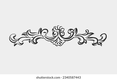 Esbozo abstracto de vector dibujado a mano, gráfico,linea vintage barroco adorno floral borde de marco en estilo moderno minimalista.Concepto de diseño de contorno floral barroco.Marco vectorial aislado.