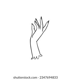 Hand drawn vector abstract outline,graphic,line elegant retro human hand for logo or branding in minimalistic modern style.Vector human hands set sign outline design concept.Outline hands isolated.