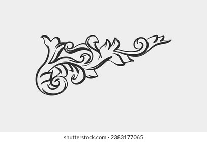 Esbozo abstracto de vector dibujado a mano, gráfico,linea vintage barroco adorno floral borde de marco en estilo moderno minimalista.Concepto de diseño de contorno floral barroco.Marco vectorial aislado.
