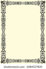 Contorno abstracto de Vector dibujado a mano, gráfico, arte de línea adorno vintage marco floral en estilo moderno minimalista.