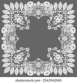 Hand drawn vector abstract outline,graphic,line vintage baroque ornament floral frame in calligraphic elegant modern style.Baroque floral vintage outline design concept.Vector antique frame isolated