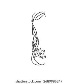 Hand drawn vector abstract outline,graphic,line vintage art nouveau ornament floral frame in calligraphic elegant modern style.Ornate floral vintage outline design concept.Vector frame elements.