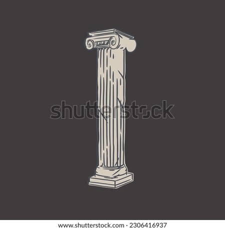 Hand drawn vector abstract outline,graphic,line art greek ancient sculpture old column line modern drawing.Antique classic statues in trendy bohemian style,outline design concept.Antique statue logo.