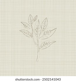 Hand drawn vector abstract plant. Black silhouette, scetch. Linene background texture.