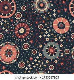 Hand drawn vector abstract seamless pattern isolated on dark grey background