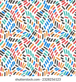 Hand drawn vector abstract seamless pattern with brush strokes. Painted spots as graphic design wallpaper. Artistic repeatable background.
