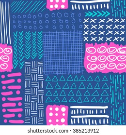 Hand drawn vector abstract seamless pattern. Fashion fabric print design