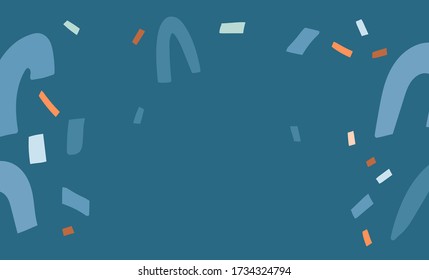 Hand drawn vector abstract stock graphic illustration with different collage shapes isolated on blue background