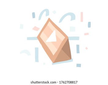 Hand drawn vector abstract stock flat graphic illustration with tablet computer isolated on white color background