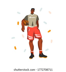 Hand drawn vector abstract stock graphic illustration with young happy black african american beautiful man, in fashion outfit isolated on white background