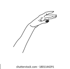 Hand drawn vector abstract stock flat graphic illustration with logo elements ,woman fashion magic line art hand touch in simple style for branding ,isolated on white background