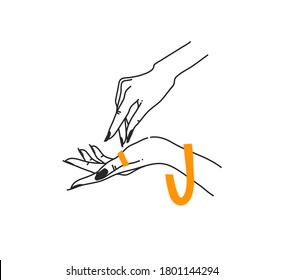 Hand drawn vector abstract stock flat graphic illustration with logo elements ,woman fashion magic line art hand touch in simple style for branding ,isolated on white background