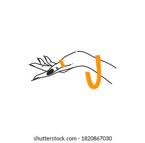 Handgezeichnete, abstrakte Stockflachgrafik mit Logoelementen, handgezeichnete Hand aus der Mode-Magie, die eine einfache Handschrift für die Markendarstellung enthält, einzeln auf weißem Hintergrund