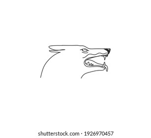 Hand drawn vector abstract stock flat graphic illustration collection with logo elements of magic wolf line drawing head isolated on white background