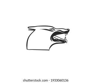 Hand drawn vector abstract stock flat graphic illustration collection with logo elements of magic wolf head silhouette isolated on white background