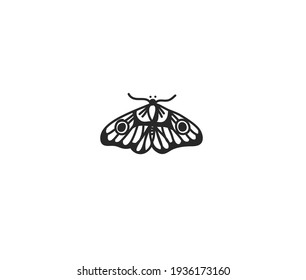 Hand drawn vector abstract stock flat graphic illustration with logo element of line art of magic butterfly in simple style for branding,isolated on white background