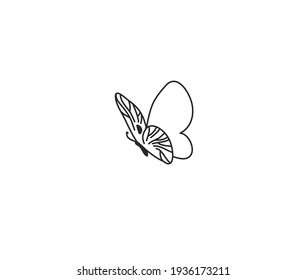 Hand drawn vector abstract stock flat graphic illustration with logo element of line art of magic butterfly in simple style for branding,isolated on white background