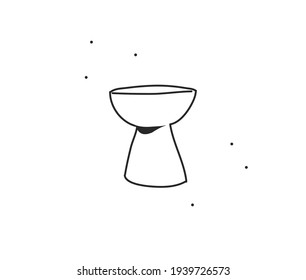 Hand drawn vector abstract stock flat graphic illustration with logo element line art of occult symbol,bowl in simple style for branding,isolated on white background