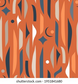 Hand drawn vector abstract stock graphic illustration art seamless pattern,with modern collage nature contemporary print of boho shapes,floral silhouettes,moon and stars in pastel colors