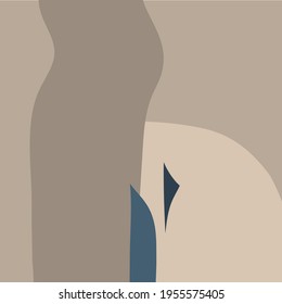 Hand drawn vector abstract stock graphic illustration art background, with modern collage minimal geometric nature artistic contemporary print template of boho shapes and silhouettes