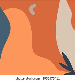 Hand drawn vector abstract stock graphic illustration bohemian art background, with modern collage nature artistic contemporary print template of boho shapes,silhouettes,moon and stars