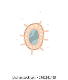 Hand drawn vector abstract stock graphic bohemian clipart illustration with beauty interior design element,modern decorated trendy mirror isolated on white background