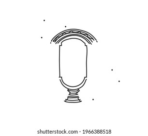 Hand drawn vector abstract stock flat graphic illustration with logo element of line arch and rays art in simple style for branding,isolated on white background