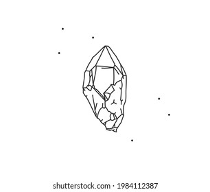 Gráfica plana de material abstracto de vector dibujado a mano con elemento logotipo,línea mágica bohemia de forma cristal en estilo simple para marca,aislado en fondo blanco.Concepto de logotipo femenino