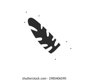 Hand drawn vector abstract stock flat graphic illustration with logo element of tropical,black exotic palm leaves silhouette art in simple style for branding,isolated on white background