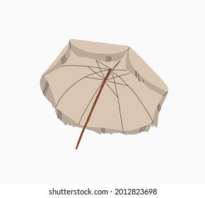 Dibujo manual vectorial abstracto material gráfico de verano, ilustraciones contemporáneas de estilo minimalista impresas con un hermoso paraguas bohemio de playa, aislado en fondo blanco