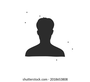 Hand drawn vector abstract stock flat graphic illustration with logo element,bohemian art icon silhouette of beauty male face in simple style for branding,isolated on white background