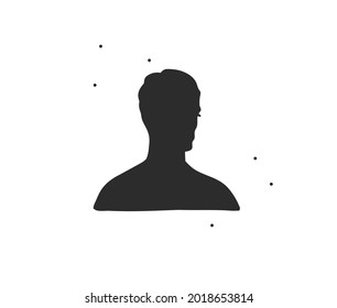 Gráfica plana de material vectorial dibujado a mano material abstracto ilustración plana con elemento logo,silueta de icono de arte bohemio de cara masculina de belleza en estilo simple para marca, aislado en fondo blanco.