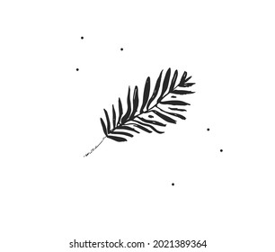 Hand drawn vector abstract stock flat graphic illustration with logo element of tropical,black exotic palm leaves silhouette art in simple style for branding,isolated on white background.